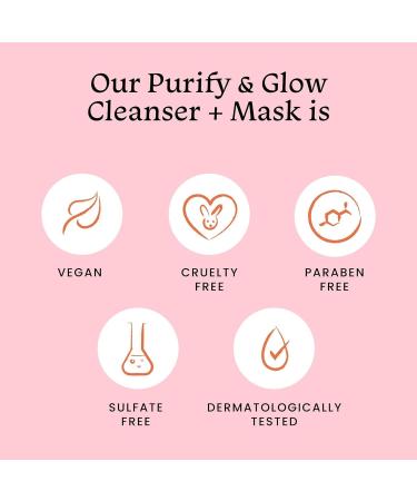 Fox.tale Purify & Glow Cleanser + Clay Mask - Deep Pore Cleanser for All Skin Types Brightening Exfoliating Facial - 100ml - Buy Online on GoSupps.com