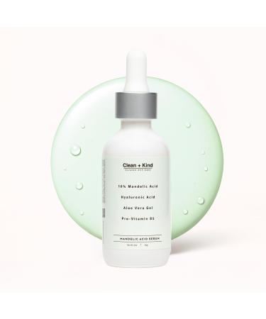 Clean + Kind 10% Mandelic Acid Serum Gentle Exfoliant for Sensitive & Acne-Prone Skin | Fades Dark Spots Reduces Redness & Refines Texture