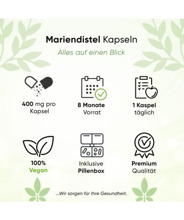 Mariendistel 820mg 240 Capsules w/ Artichokes & Dandelion - 8 Months Supply | High Dose 80% Silymarin Extract | Vegan & High Bioavailability - Buy Online on GoSupps.com