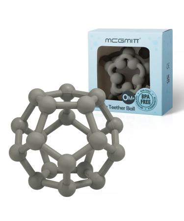 MCGMITT Teething Toys for Babies 6 Months - Baby Teether Ball Grasping Soft Sensory Toy for Grab Training BPA-free Food-grade Silicone for Newborn Babies Boy Girl Gifts Teething Toys (Greenish Grey) GreenishGrey