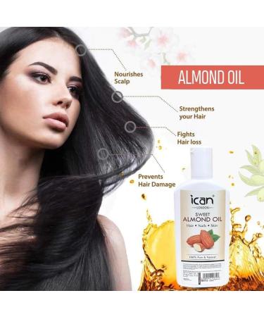 ican London Pure & Natural Sweet Almond Oil For Hair Skin & Nails 100ml - Buy Online on GoSupps.com