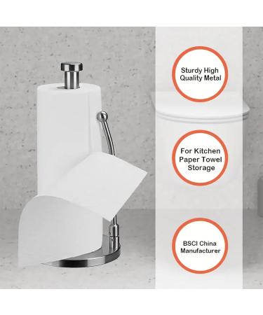 Paper Towel Holder Countertop Free Standing Toilet Paper Holder Stand with Non Slip Base Spring Arm Fit Most Size Paper Roll Stretched Freely for Bathroom Kitchen - Buy Online on GoSupps.com