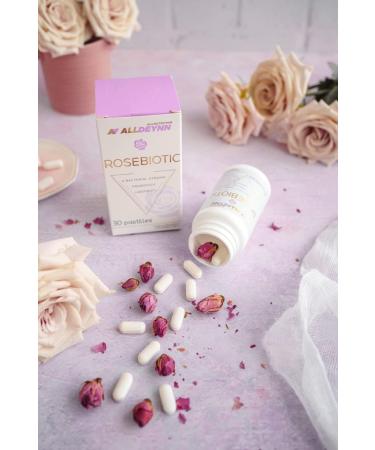 Alldeynn Rosebiotic Multi-Strain Probiotic Supplements - 3 Billion CFU for Digestive Health & Intestinal Support - 30 Chewable Pastilles - Buy Online on GoSupps.com