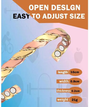 Triple Magnetic Copper Bracelet for Women - Arthritis Pain Relief & Healing Therapy - Adjustable Unisex Design - Buy Online on GoSupps.com