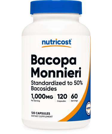 Nutricost Bacopa Monnieri 1 000mg 120 Capsules (60 Servings) - Non-GMO Gluten Free and Vegetarian Friendly 120 Count (Pack of 1)