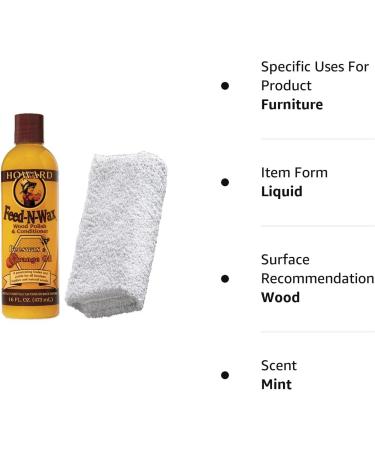 Howard Feed-N-Wax Wood Polish + Daley Mint Cloth | Furniture Polish & Conditioner Kit - 16oz - Buy Online on GoSupps.com