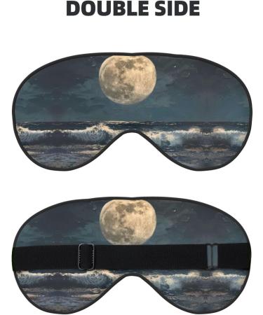 Moon and Sea Print Double-Sided Eye Mask Soft and Light Blocking for Enhancing Sleep Quality - Buy Online on GoSupps.com