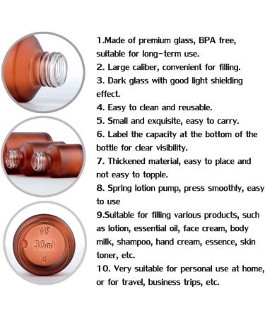 MZUU 1PCS 60ML/2OZ Empty Refillable Amber Frosted Glass Bottles with Pump Vial Cosmetic Cream Lotion Dispenser Jars Storage Container for Essential Oil Emulsion Essence Portable Travel Bottle - Buy Online on GoSupps.com