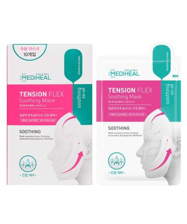 Mediheal Tension Flex Soothing Mask - Pack of 10 | Tea Tree & Centella Asiatica Calming Sheet Mask for Jawline & Chin Lifting | International Shipping Available - Buy Online on GoSupps.com