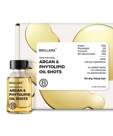 BRILLARE Heavy Moisturising Oil Shots  Perfect Blend of Argan Oil  Shea Seed  Soybean Oil & Chamomile Oil  For Dry & Damaged Hair  Hair Oil  8 Shots x 6 ml