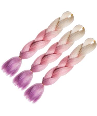 Shop Ldmy Ombre Braids Extensions Colorful Blonde Pink & Purple Jumbo Braids | 6Pcs/Pack Synthetic Kanekalon Hair for Braiding - Buy Online on GoSupps.com