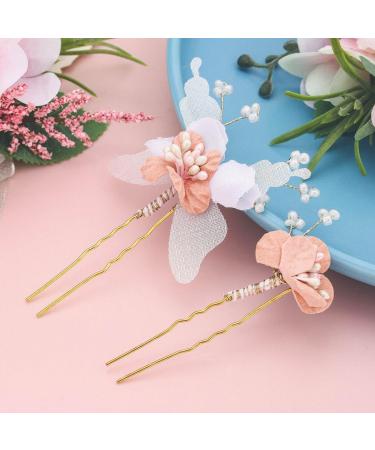IYOU Flower Girl Headpiece Pink Floral Hair Pins Communion Bridal Wedding Hair Accessories for Girls - Buy Online on GoSupps.com