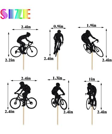 BIABISD 12 PCS Bicycle Cupcake Toppers Glitter bicycle Themed Cupcake Toppers sport Theme Birthday Party Cake Decorations Supplies - Buy Online on GoSupps.com