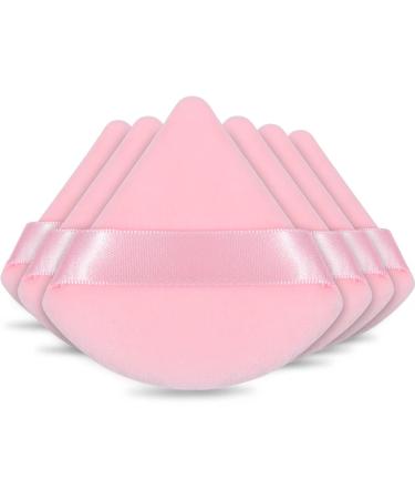 Powder Puffs FRAGLOW 6 Pieces Powder Puff Face Soft Triangle Makeup Puff for Loose Powder Mineral Powder Body Powder Velour Cosmetic Foundation Blender Sponge Beauty Makeup Tools(Pink)