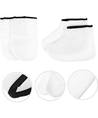 Ipetboom 2 Pairs Leather Horn Boots Remover Socks Paraffin Wax Light Wax Bath Hand Mitts Moisturizing Gloves Thickened Foot Covers Men Body Short Boots White Polyester Lining Spa - Buy Online on GoSupps.com