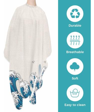 Coastal Waves Barber Cape - Stylish Hair Cutting Cape for All Ages | Adjustable Neckline | Ocean Blue Ombre Design - Buy Online on GoSupps.com