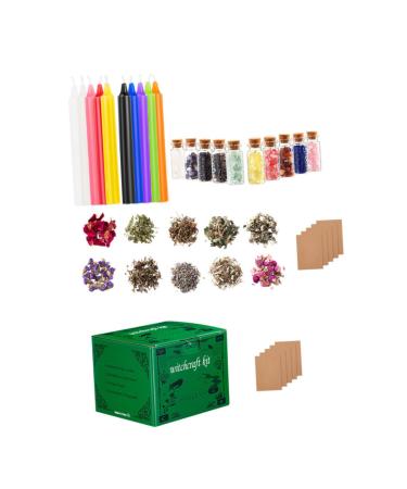 1 Set Witchcraft Candle Wiccan Supplies DIY Kits Witchcraft Dried Flowers Candles Meditation Accessory Wicca Supplies Handmade Jewelry Materials Accessories Paraffin Fragrance