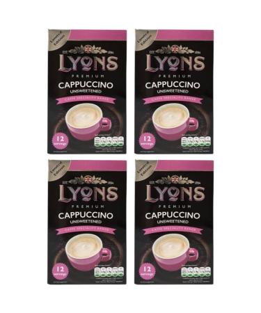 Lyons Premium Instant Coffee Bag Sachets + FabFinds Assorted Gift Mug (Cappuccino Unsweetened 4X 12Sachets) 720.0 gram Pack of 1