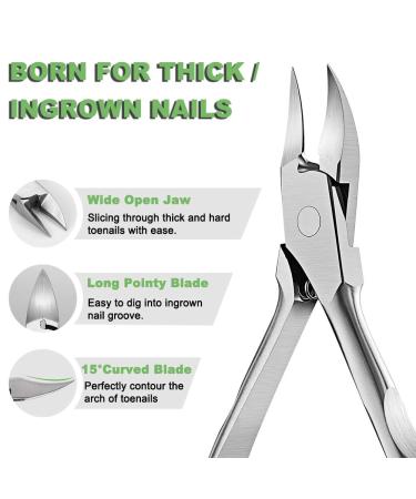 BEZOX Stainless Steel Long Handle Toenail Clippers for Thick or Ingrown Toenails - Sand Silver - Buy Online on GoSupps.com