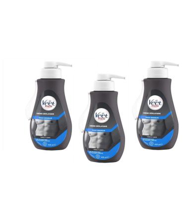 Veet Men - Pack of 3 Men's Hair Removal Cream - Sensitive Skin - 400 ml -3x400ml