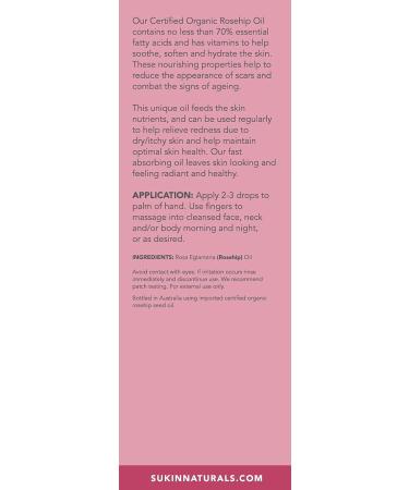 Sukin Certified Organic Rosehip Oil 50ml - Pure Skincare Elixir - Buy Online on GoSupps.com