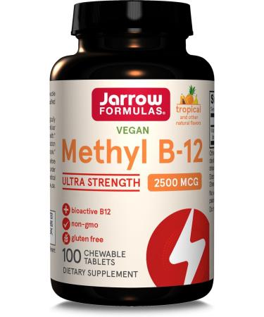 Jarrow Formulas M thyl B-12 M thylcobalamine 2.500mcg D p t de 5 Jours Go t Tropical 100 Comprim s v g taliens Sans Gluten V g tarien Sans Soja Sans OGM