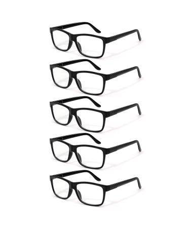 5 Pack Reading Glasses for Women Men - Blue Light BlockingUV Filter Computer Readers Anti Eyestrain Eyeglasses (Light Black 1.50 x) Light Black 1.5 x