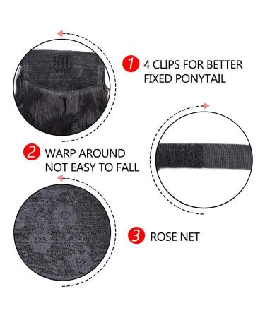 22-Inch Heat-Resistant Black Wavy Ponytail Extension - Stamped Glorious Wrap Around Hairpiece for Women - Buy Online on GoSupps.com