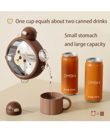 Hrtesus Bear Pink Kawaii Water Bottle with Straw and Adjustable Strap - Buy Online on GoSupps.com