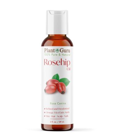 Rosehip Oil 2 oz. Refined and Deodorized 100% Pure Natural - Skin Body And Face. Great for Hair Growth & More!