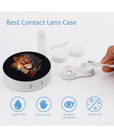 Abstract Lion Head Round Storage Case - Cute Portable Contact Lens Box Kit with Mirror - Ideal for Travel & Organization - Buy Online on GoSupps.com