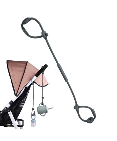 Hutnncg Schnabsjurt belt toy holder for strollers |Silicone stroller belt-adjustable bite ring safety belts toy clips for children's car accessories for attachment to strollers dark gray