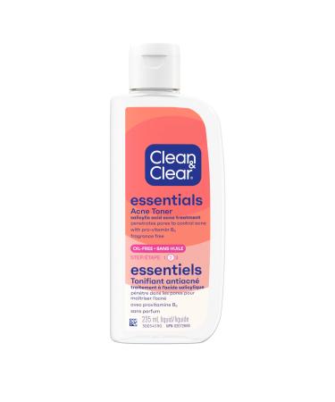 Clean & Clear Essentials Acne Toner 2% Salicylic Acid Acne Treatment Gentle Facial Toner for Pimples Cleanses Pores to Clear & Remove Blackheads Fragrance Free 235ml Astringent