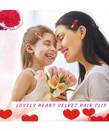 Red Rhinestone Love Heart Hair Clips for Women - Valentine's Day Hairpins for Romantic Date Gifts - Buy Online on GoSupps.com