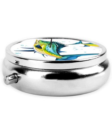 Buy Round Pill Box - 3 Compartment Fish Art Design | Portable Travel Medicine Organizer | Mini Decorative Pill Case for Vitamins - Buy Online on GoSupps.com