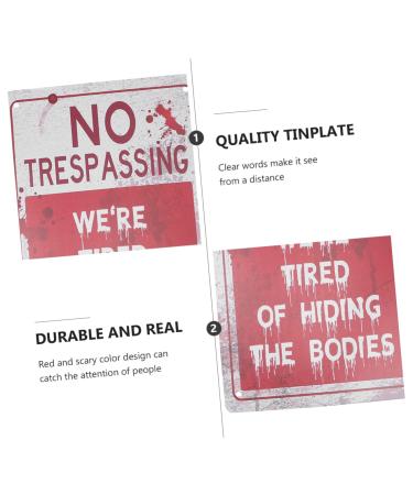 Ciieeo 2pcs Warning Tin Painting Emblems Metal Halloween Signs Metal Signs Hanging Painting Vintage Antique - Buy Online on GoSupps.com