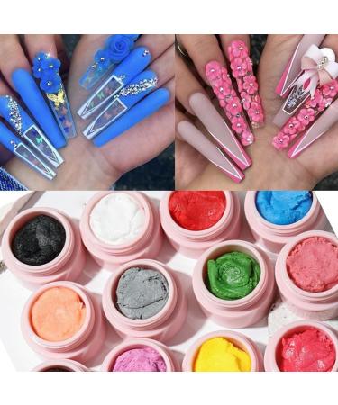 12 Colors Sculpture Nail Gel 5D Carved Sculpture Plasticine Soild UV Gel Embossment Varnish Creative DIY Nail Art Painting Gel - (Color: Purple) - Buy Online on GoSupps.com