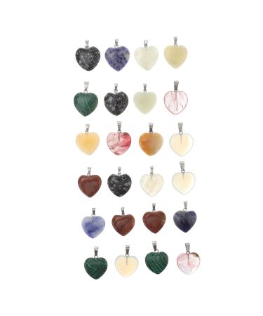 Beaupretty 24pcs Crystal Heart Stone Crystal Stone Miniture Decoration Emerald Jewelry Palm Jewels for Crafts Tablescape Decor Chinese Decor Desktop Ornament Stone Meditation China Pocket