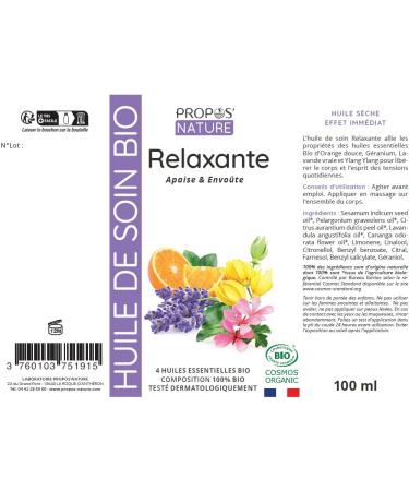 Relaxing Care Oil Organic 100 ml - Buy Online on GoSupps.com