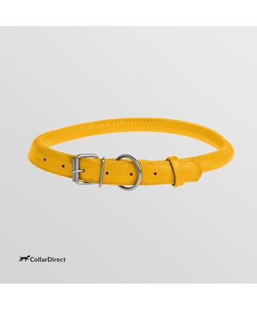 Collardirect Round Leather Dog Collar - Handmade Softly Padded Adjustable for Dogs & Cats (48-53 cm) - Available in Black Pink Red Purple Blue Yellow - Buy Online on GoSupps.com