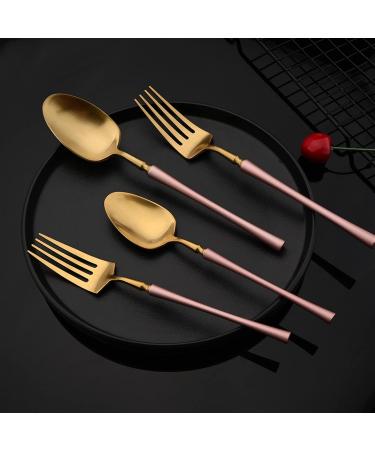 Flatware Sets 2/4/6Set Matte Western Pink Gold Tableware Fork Knife Spoon 18/10 Stainless Steel Dinnerware Cutlery Set Kitchen Flatware Set (Color : Auburn Size : 4Set) - Buy Online on GoSupps.com