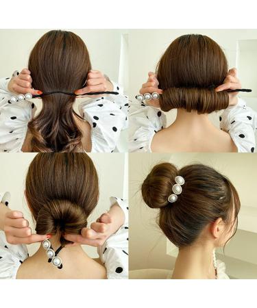4Pcs Magic Hair Bun Maker with Pearl and Flower Foam Sponge - DIY Hair Styling Tool for Women and Girls - Buy Online on GoSupps.com