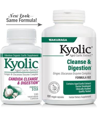 Kyolic Aged Garlic Extract Formula 102 Cleanse & Digestion* Ginger and Enzyme Complex 100 Vegetarian Tablets - Buy Online on GoSupps.com