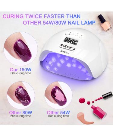 150W UV LED Nail Lamp for Gel Polish - Professional Nail Dryer with Smart Sensor and 4 Timer Settings in White - Buy Online on GoSupps.com