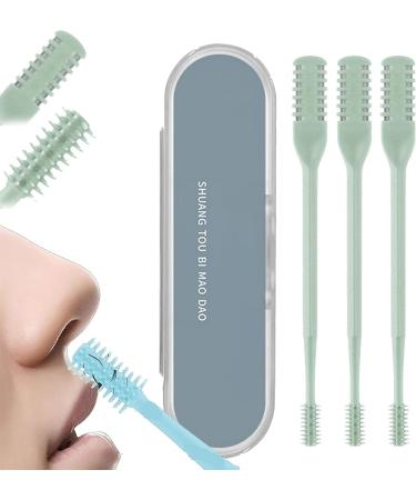 Upgraded Nostril Hair Remover Tool Portable Nasal Hair Cutter 360 Degree Rotating Double Head Nose Hair Trimmer Manual Nose Hair Trimmer for Women Men 3pcs-green