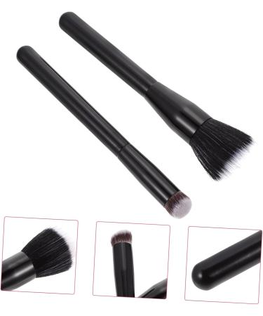 Baluue 2 Pcs Flat Blush Brush Wooden Handle Powder Blush Foundation Makeup Brushes - Buy Online on GoSupps.com