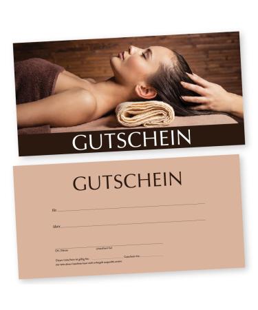CosmeticPlus 50 Massage- Voucher cards Wellbeing time for women with white transparent envelopes voucher gift voucher for massage and relaxation service providers 50 vouchers + 50 envelopes well-being women