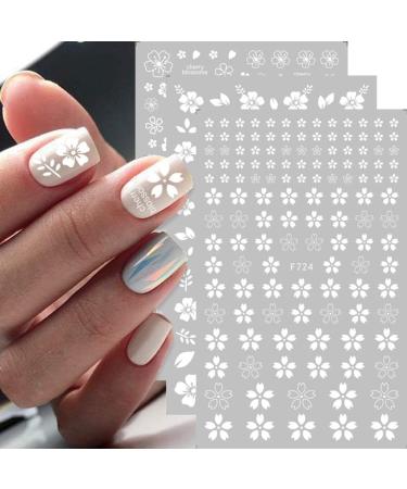 3D Self Adhesive Flower Nail Stickers - White | Nail Art Decals for Women, Kids, and Girls | Blossom Manicure Tips and Nail Wraps for Acrylic Nails - Buy Online on GoSupps.com