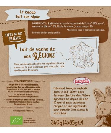 Babybio Gourde Cr me Semoule Cacao 8+ Mois 340 g (Lot de 3) - Buy Online on GoSupps.com