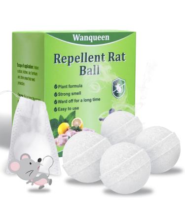 Wanqueen 4 Pack Natural Mouse Repellent Mice Repellent Balls Rodent Repellent Mice Rats Deterrent Indoor Peppermint Oil to Repel Mice and Rats Pest Insect Control 4pack